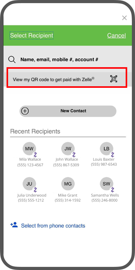 Step 3 Zelle QR code