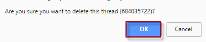 secure-011 Screen capture image confirming you want to delete this thread.