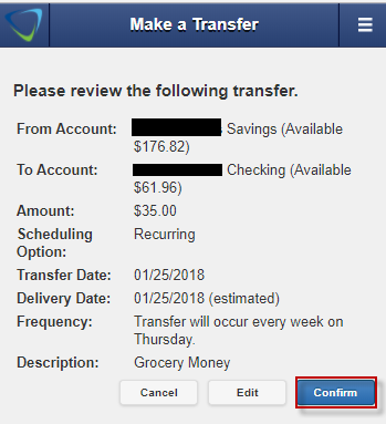 transfers-028 Screen capture highlights button to confirm your changes.